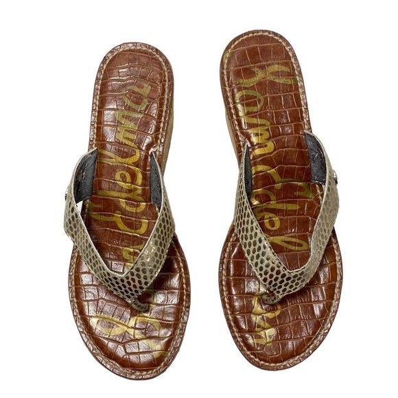 SAM Edelman Women’s Tan Cork Wedge Sandler Flip-Flop, Size 7.5M - Picture 3 of 11